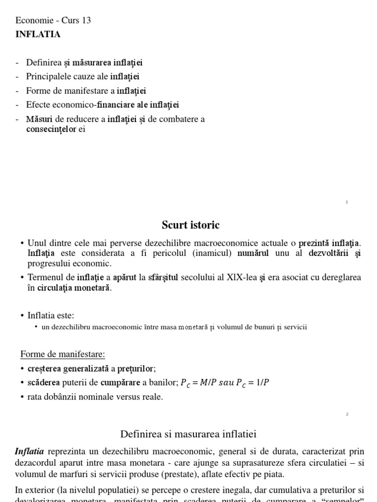 Curs 13 Inflatia PDF | PDF
