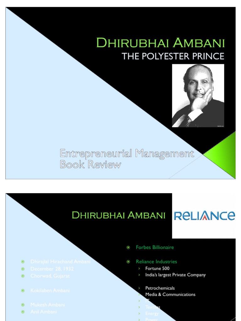 The Polyester Prince: Dhirubhai Ambani | PDF | Business
