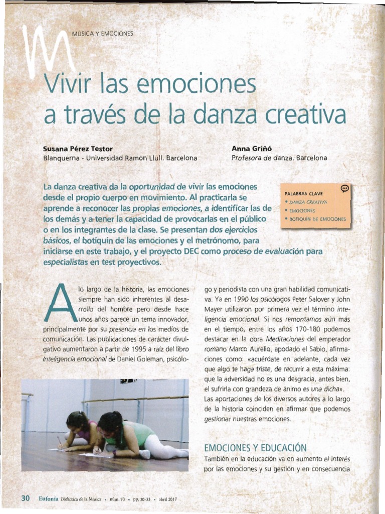 Danza Creativa y Gestión Emocional | PDF | Las emociones | Bailes