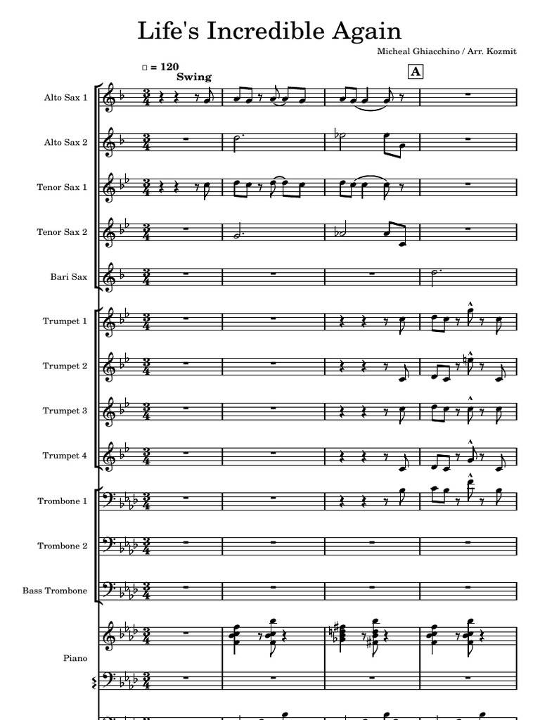Lifes Incredible Again From The Incredibles Ost Pdf Trombone