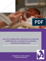 Ruta de Formación Continua en Atención Temprana en La Unidad Cuidados Intensivos Neonatales para Terapeutas Ocupacionales y Profesionales en El Área.