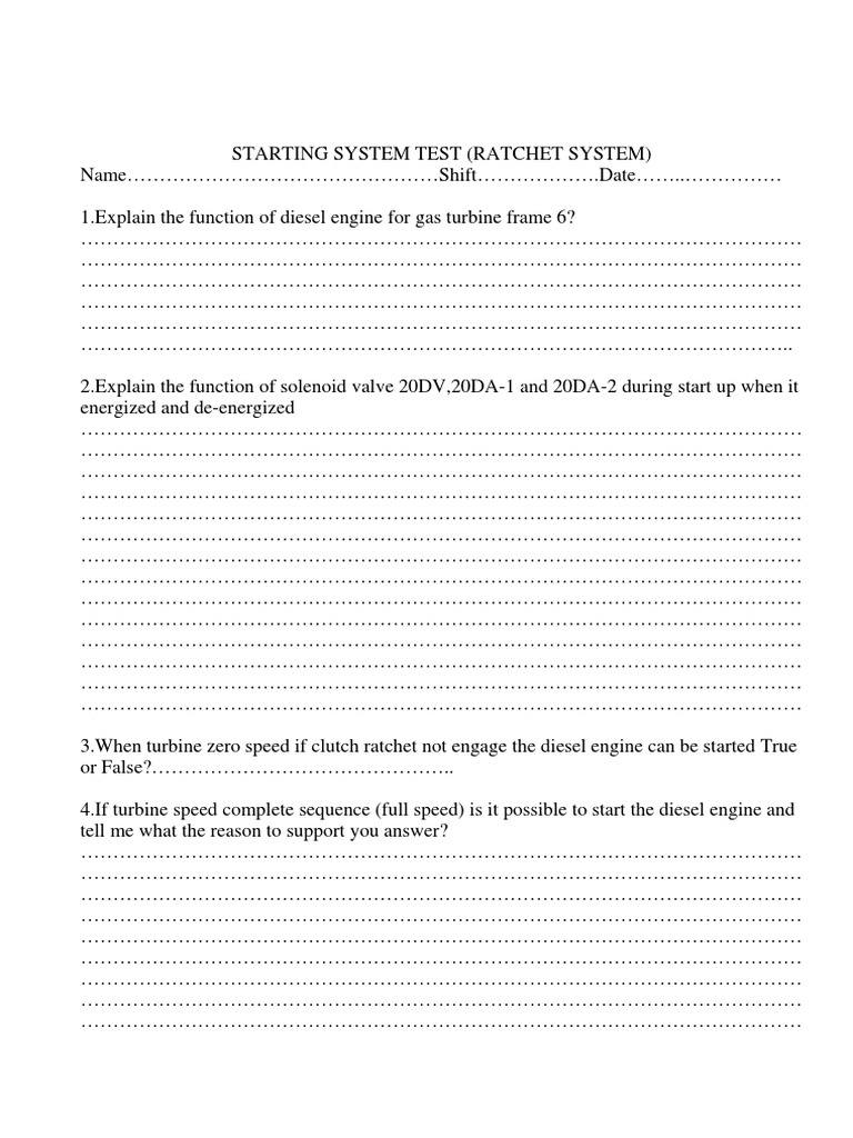 Diesel TEST Sheet | PDF | Internal Combustion Engine | Vehicle Parts