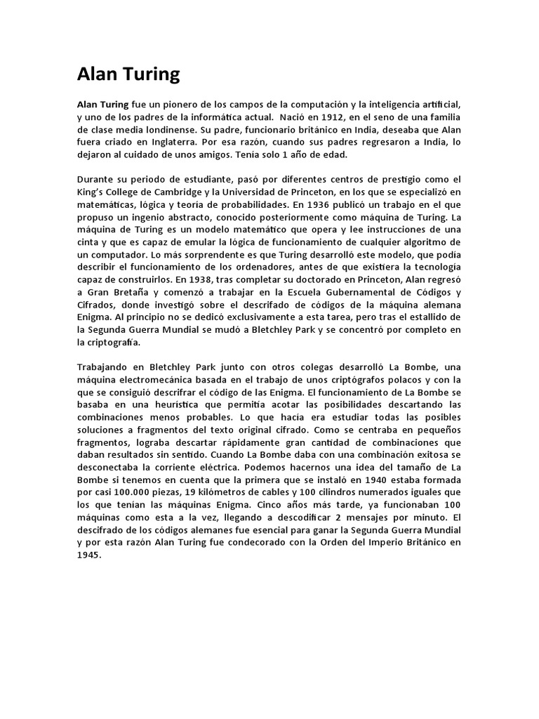 Alan Turing y el Núcleo de Sistemas Operativos | PDF | Kernel (sistema ...
