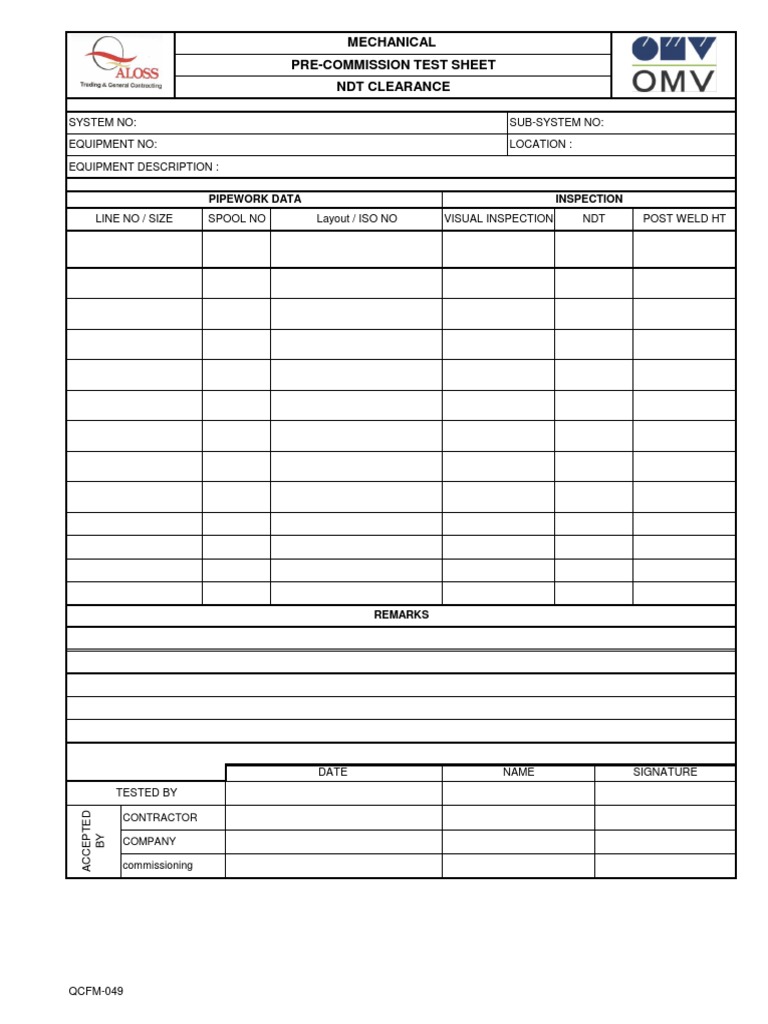 NDT Clearance Inspection Report | PDF