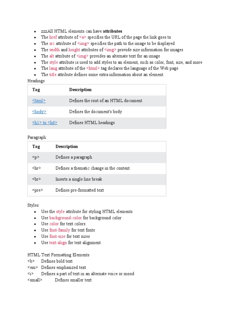 All HTML Elements Can Have | PDF | Html Element | Html