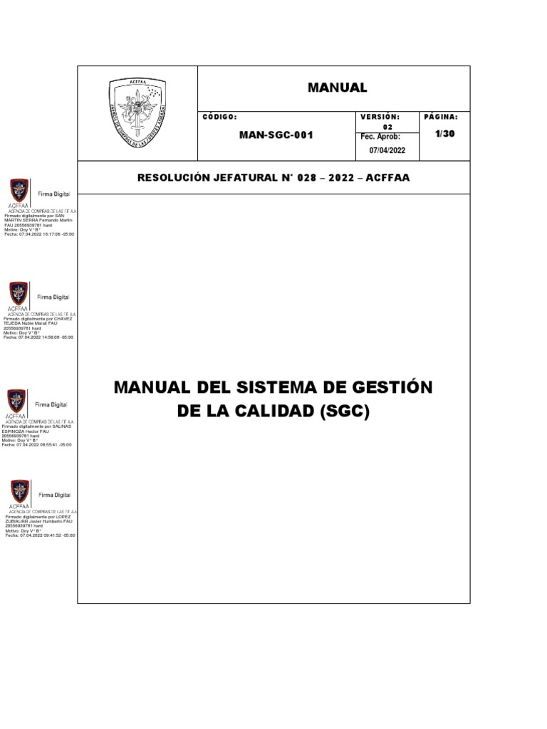 Manual del Sistema de Gestión de Calidad | PDF | Sistema de manejo de ...