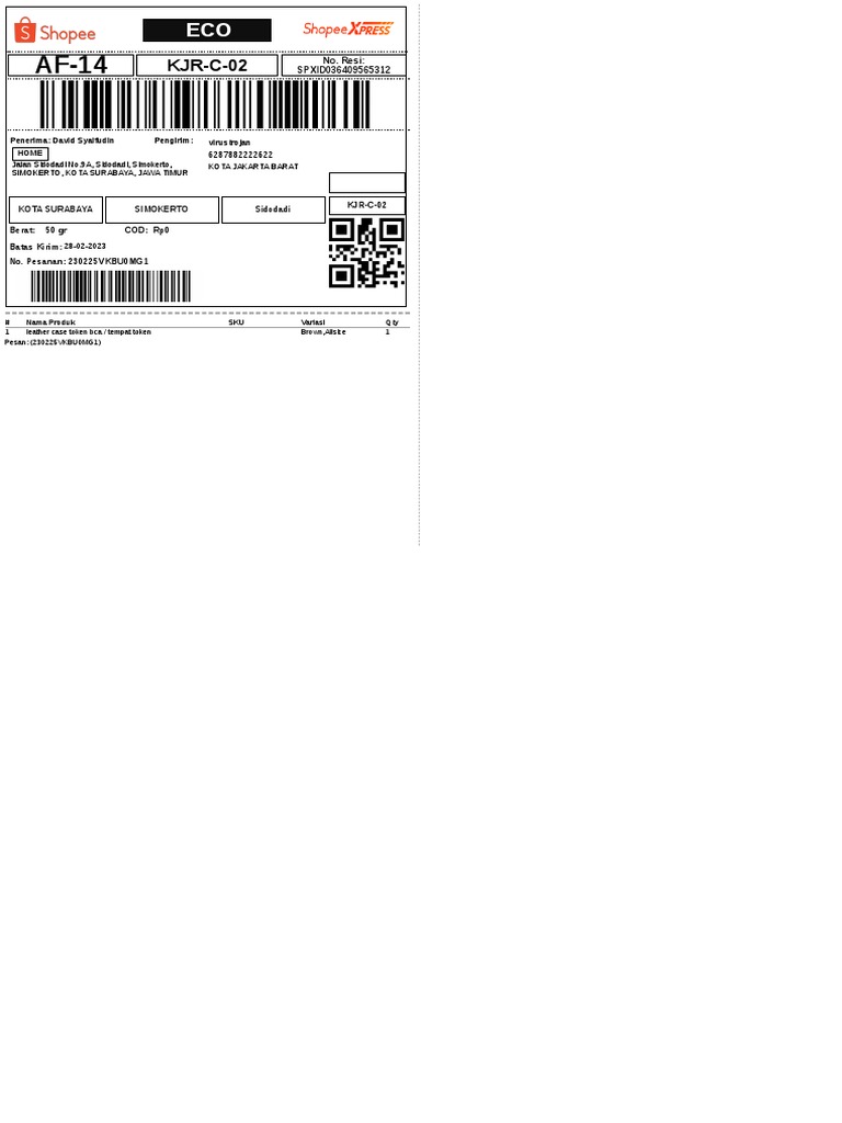 Label Pengiriman PDF