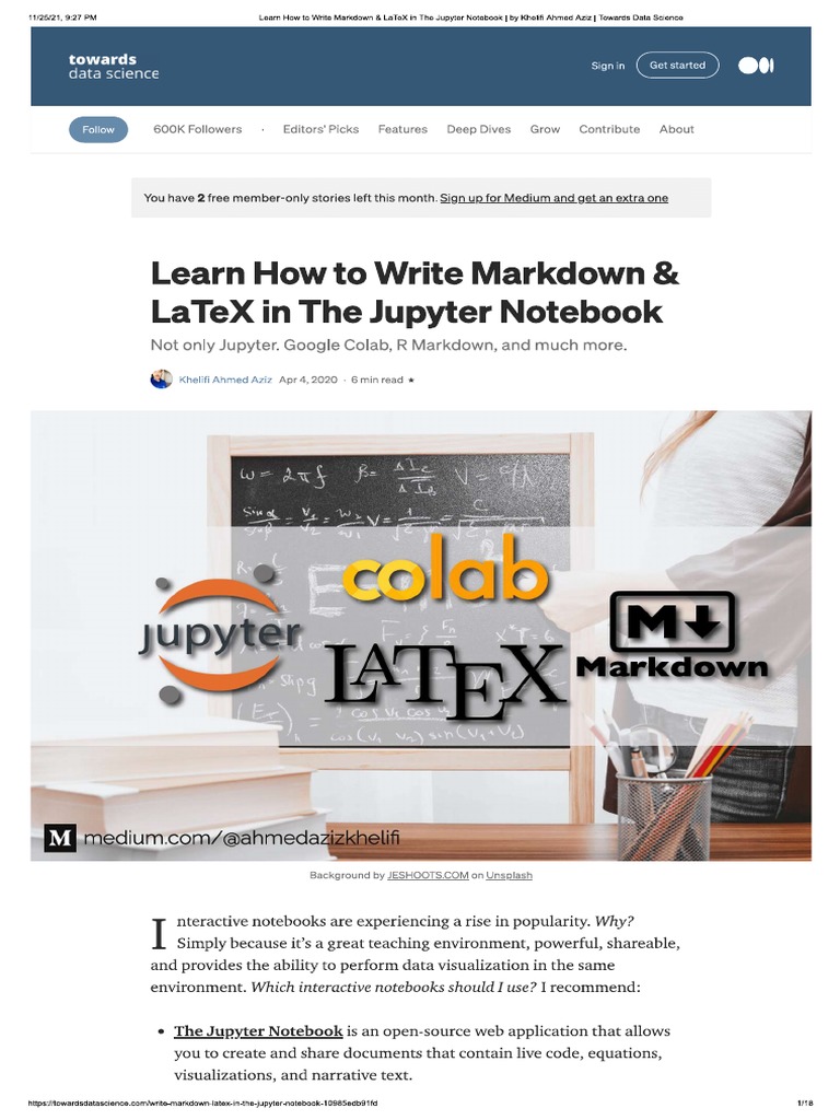 Learn How To Write Markdown & LaTeX in The Jupyter Notebook PDF