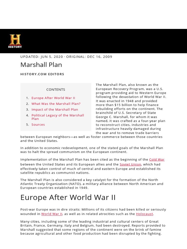 Overview of the Marshall Plan | PDF | Marshall Plan | Europe