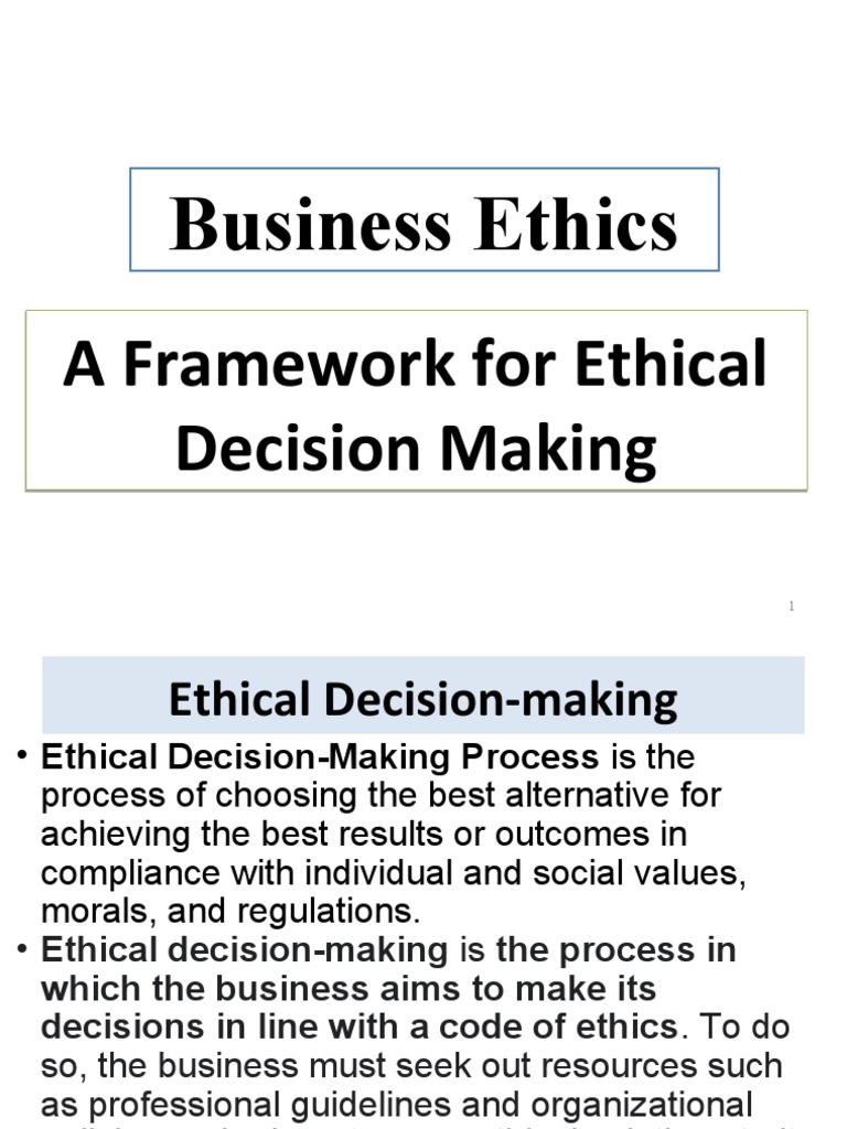 Ethical Decision-Making Frameworks | PDF | Decision Making | Morality