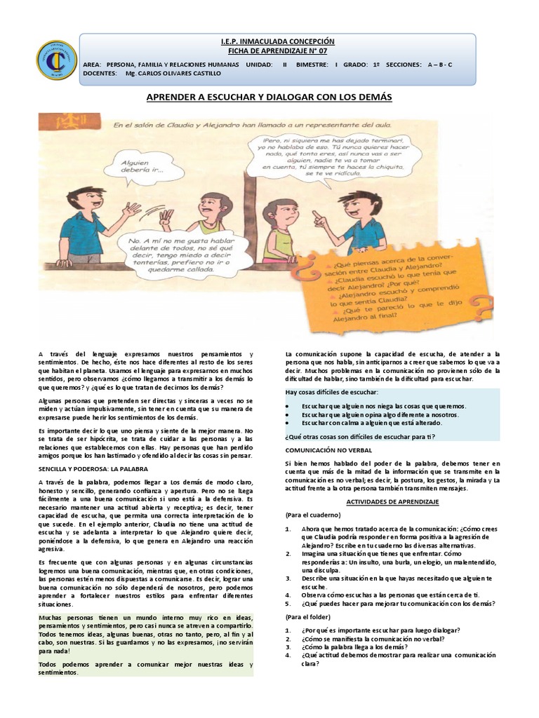 Escuchar y Dialogar Efectivamente | PDF | Comunicación | Comunicación ...