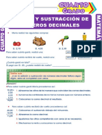 Adición y Sustracción de Números Decimales para Cuarto Grado de Primaria