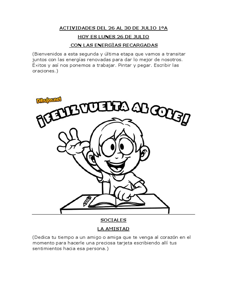 Actividades Del 26 Al 30 de Julio 1ºa PDF | PDF | Poesía | Matemáticas