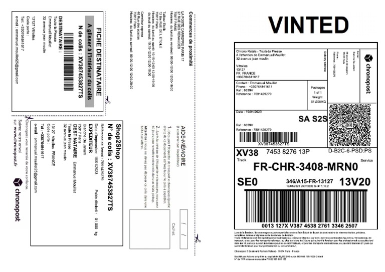 Bordereau Vinted 5083970733 PDF PDF
