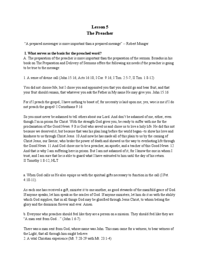 Lesson 5 In Homiletics Pdf The Gospel Jesus