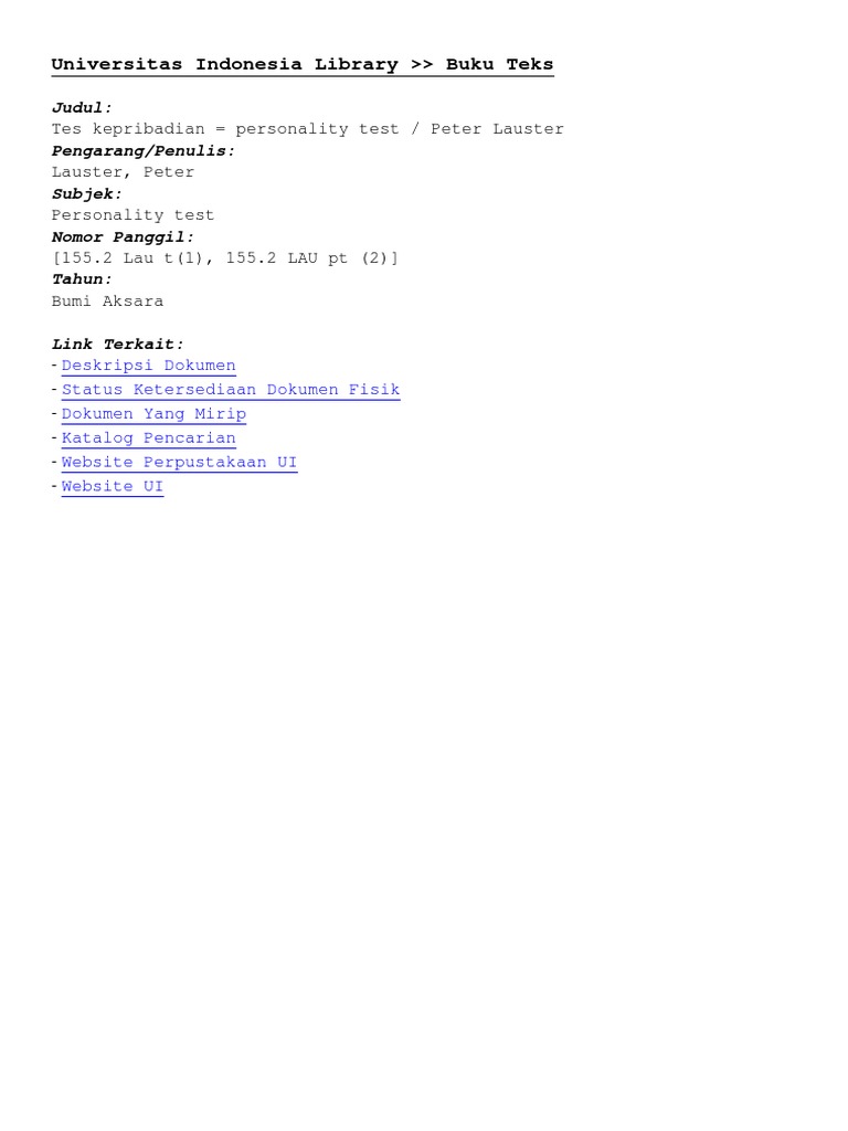 Tes Kepribadian Peter Lauster Pdf Pdf