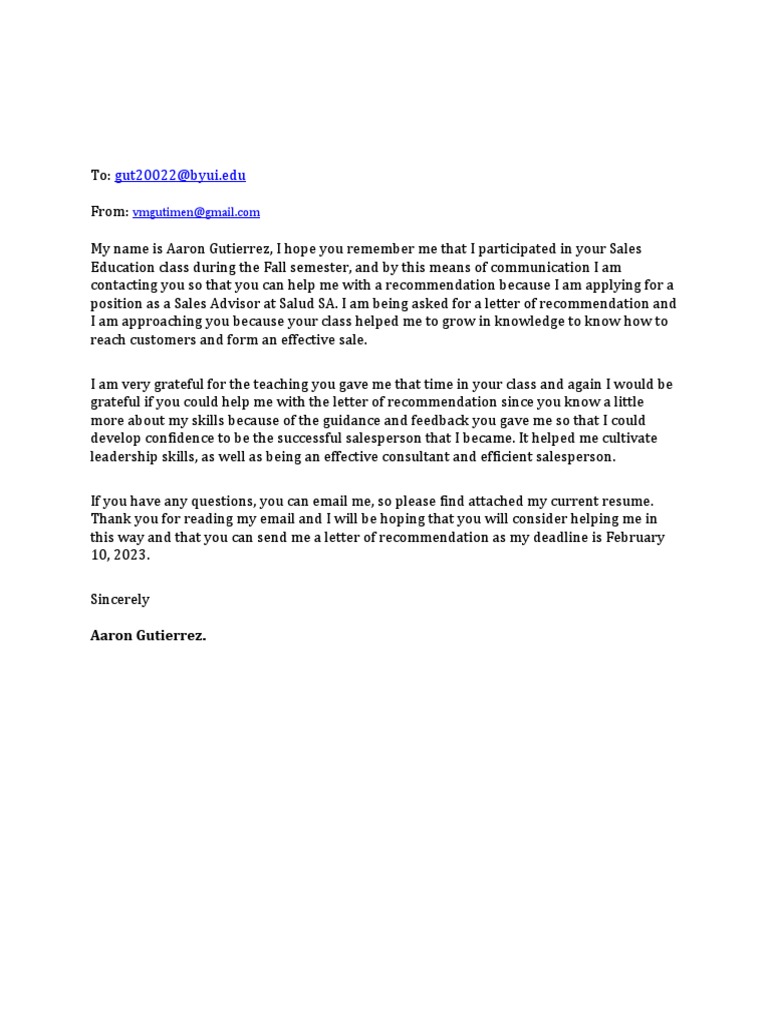 Bus301 - W02 Polished Draft Recommendation Request | PDF | Lifestyle