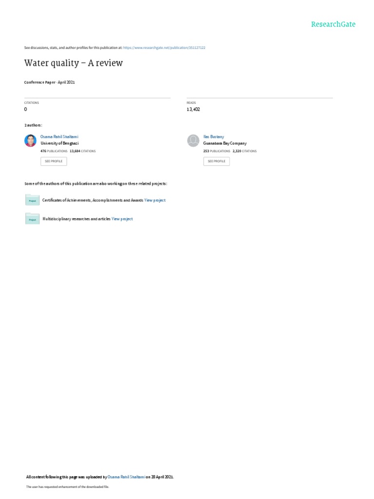 Water Quality Pdf Water Quality Water