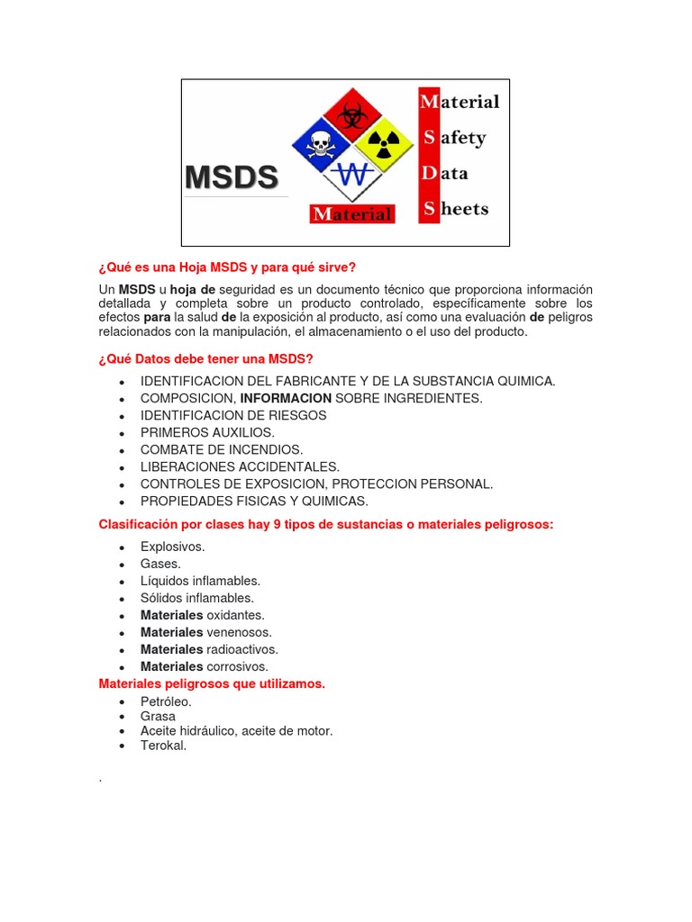 Hojas MSDS PDF | PDF