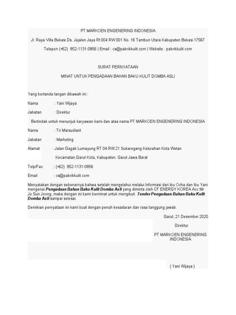 Contoh Surat LOI2 PDF