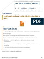 Cuestionario en Línea - Media Aritmética, Mediana y Moda - Estadística (Jhon Alexis Jaramillo) - PRECHU2301B010134