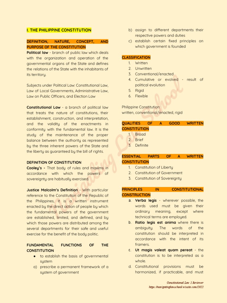 Constitutional Law 1 Reviewer Part 1 Pdf Territorial Waters