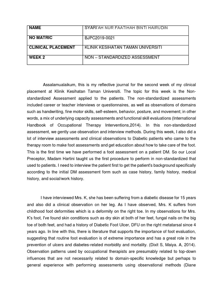 WEEK 2 NonStandardized PDF Occupational Therapy Evidence Based