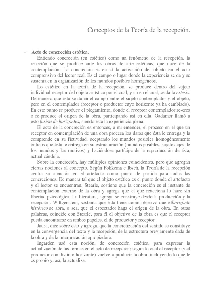 Conceptos clave de la Teoría de la recepción literaria PDF