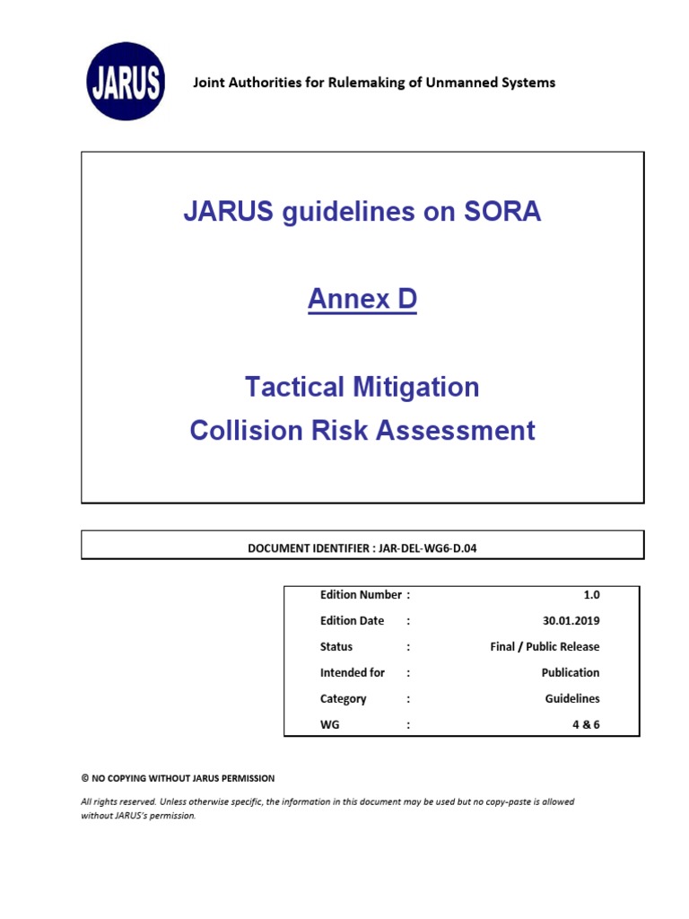 Jar Doc 06 Jarus Sora Annex D v1.0 | PDF | Risk | Unmanned Aerial Vehicle