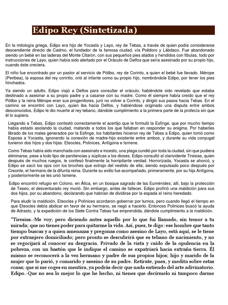 Edipo Rey | PDF | Edipo | Mitología Boeotiana