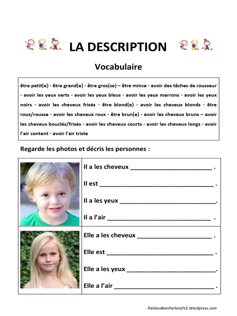 Description des Personnes en FLE | PDF