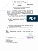 Circular of Policy On Research Incentives For Quality Pupblications by Faculty and FT RS