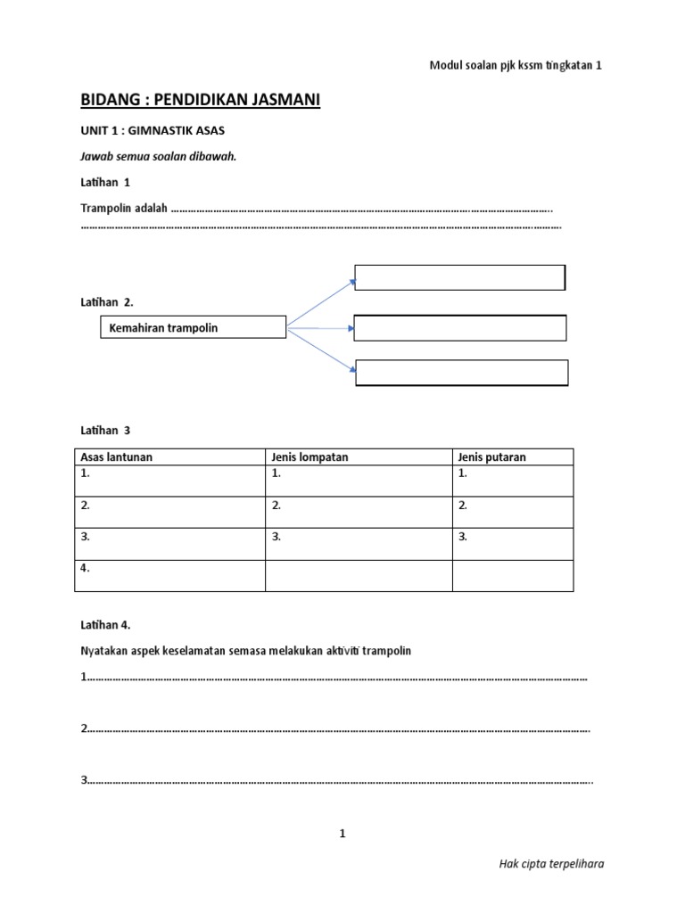 Modul Soalan PJK Tingkatan 1 | PDF