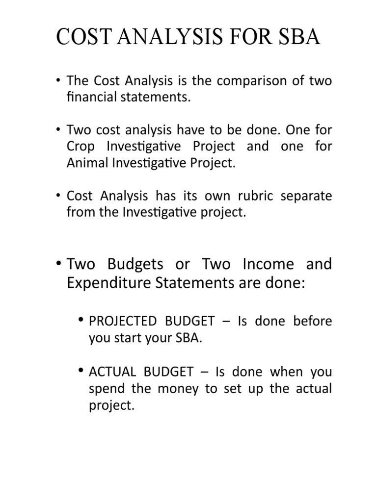 Cost analysis for sba handout pdf economies government finances