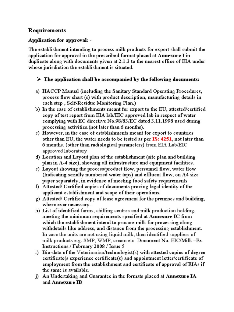 EIA Certification Requirements for Milk Products | PDF | Environmental ...