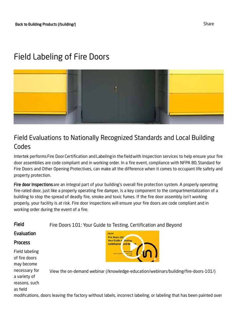 Field Labeling of Fire Doors PDF Safety