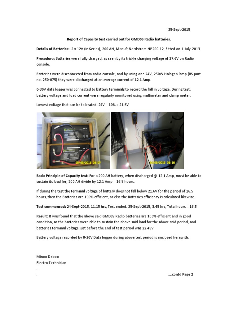 Annual Capacity Test of GMDSS Radio Batteries PDF PDF