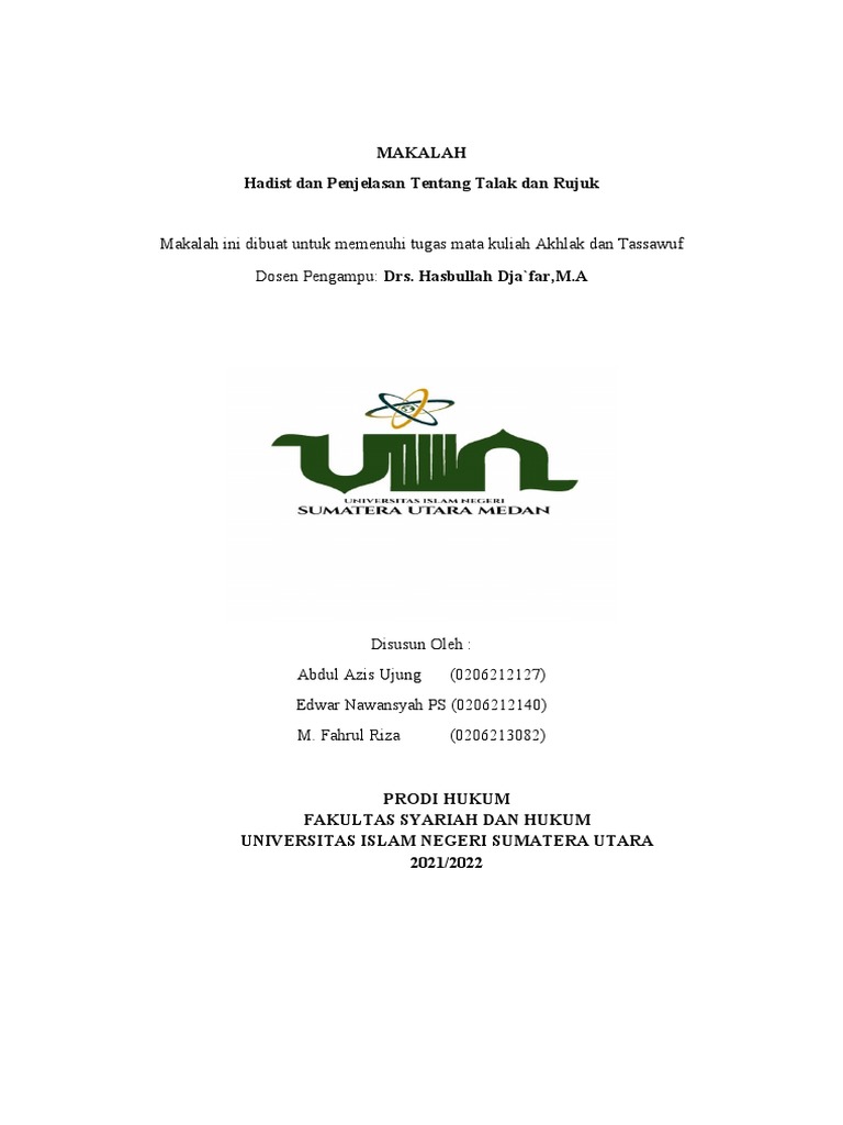 Hadist Talak dan Rujuk dalam Islam | PDF