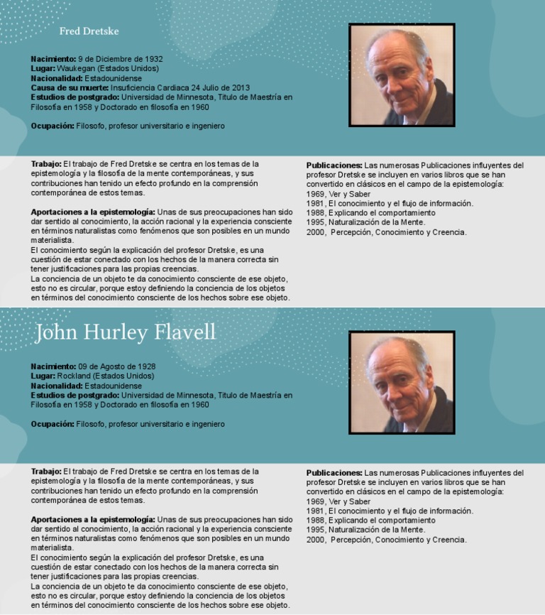 Fred Dretske Filosofos Exposicion | PDF | Conocimiento | Experiencia