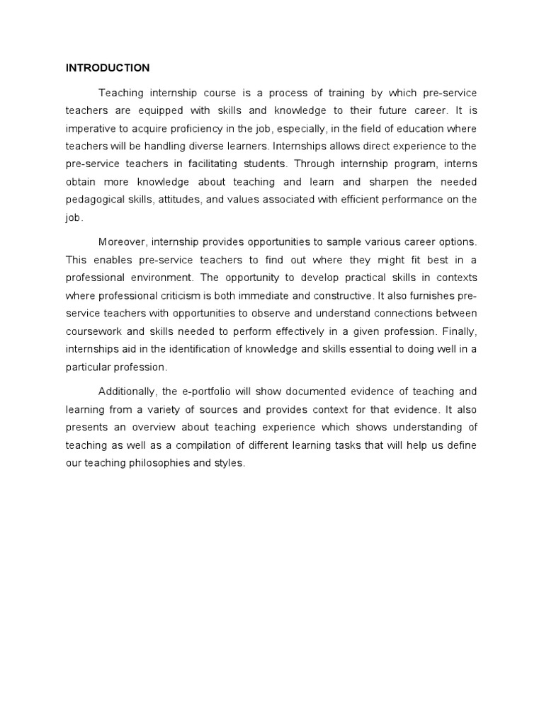 Rationale For Teaching Internship PDF