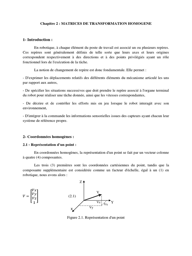Matrices de Transformation Homogène | PDF | Matrice (Mathématiques ...