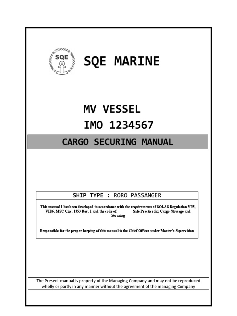 Cargo Securing Manual for RORO Vessel | PDF