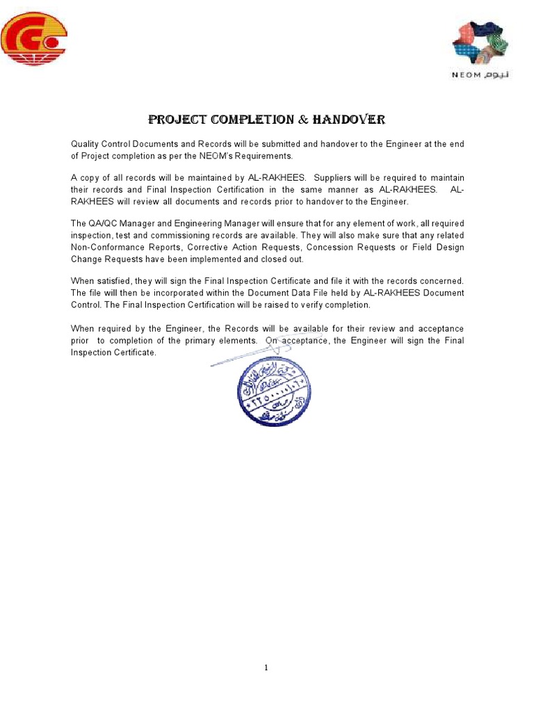 Project Handover & QC Records | PDF | Technology & Engineering
