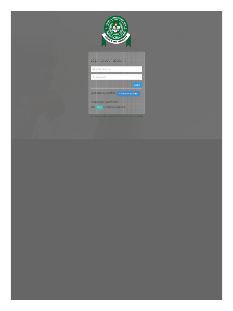 Efacility Jamb Gov NG Login PDF