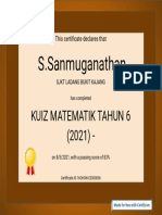 Certificate For S Sanmuganathan For KUIZ MATEMATIK TAHUN 6 202 PDF