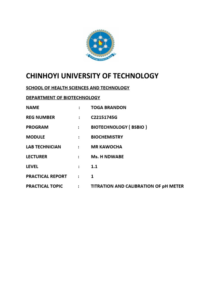 Titration Use Of Ph Meter Biochem Pdf Ph Acid