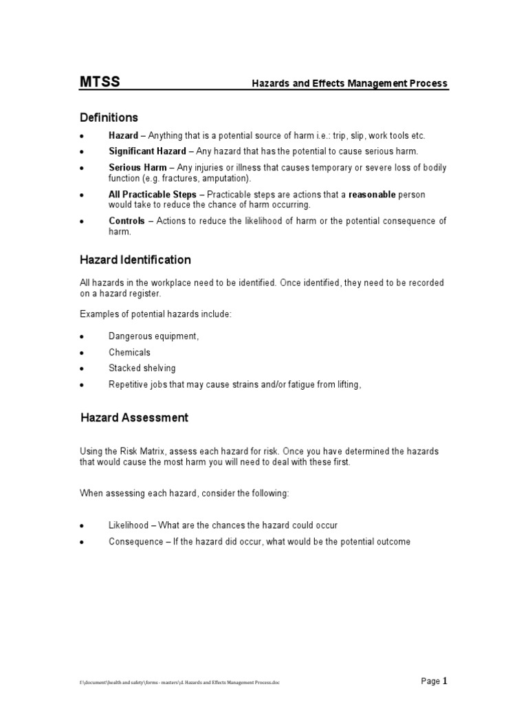 2-HEMP-Hazards and Effects Management | PDF | Hazards | Risk