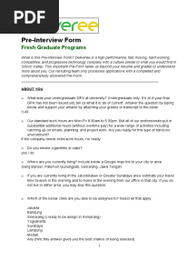 Pre-Interview Form: Fresh Graduate Programs