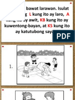 Suriin Ang Bawat Larawan. Isulat Ang Letrang Kung Ito Ay Laro, Kung Ito Ay Awit, Kung Ito Ay Kuwentong-Bayan, at Kung Ito Ay Katutubong Sayaw